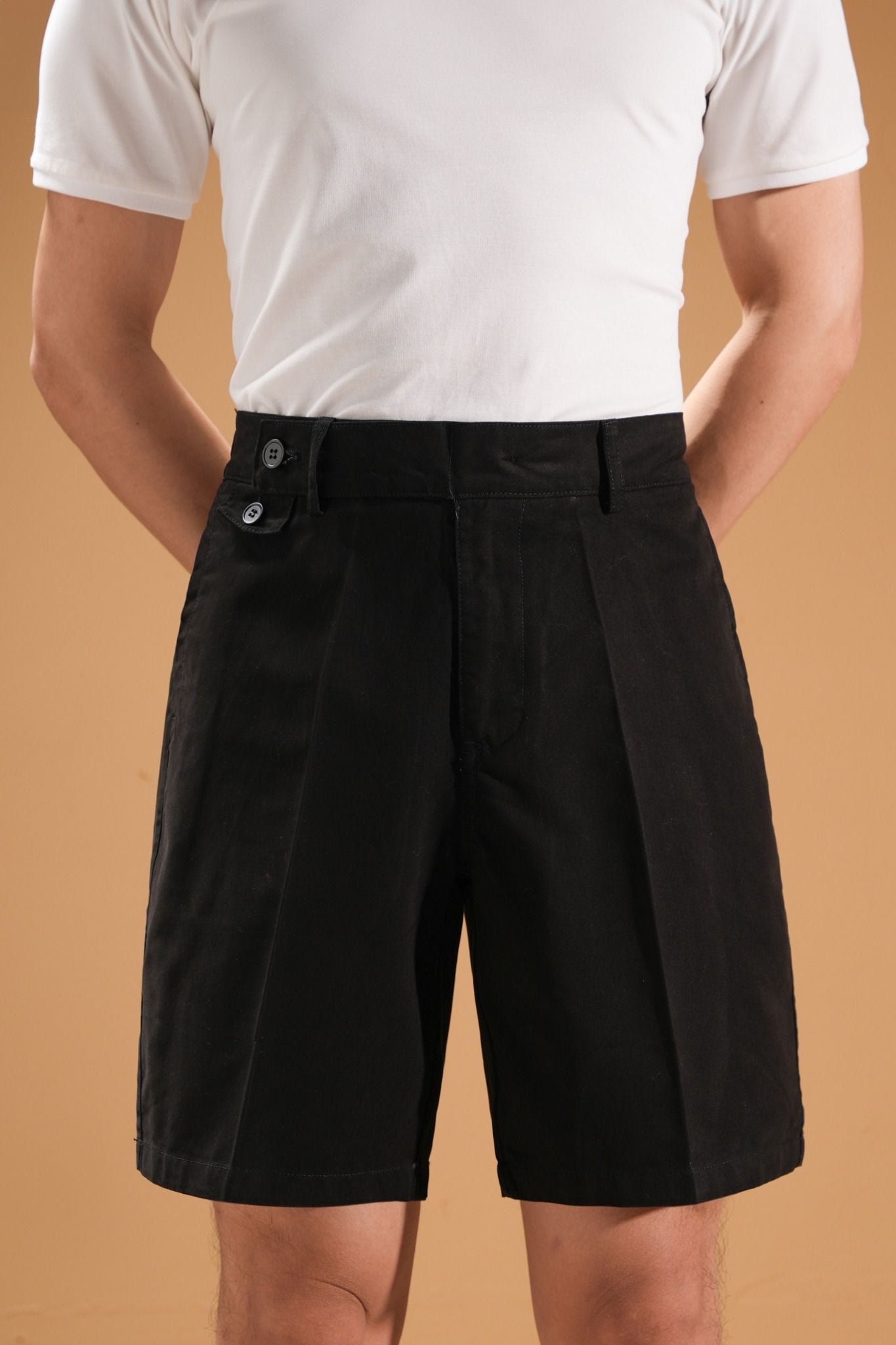 Quần ngố kaki màu đen trơn Adam Store – QNC008D